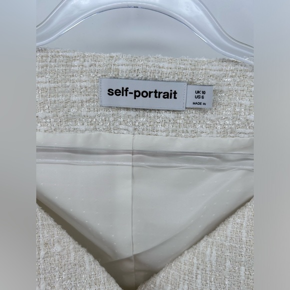 Self-Portrait Cream off white Metallic Boucle Mini Jacket Dress Size UK 10 US 6 - Picture 8 of 16
